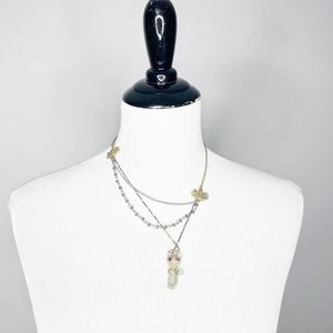 Vintage 90s 00s Y2K Betsey Johnson Cat multi strand necklace mixed metal